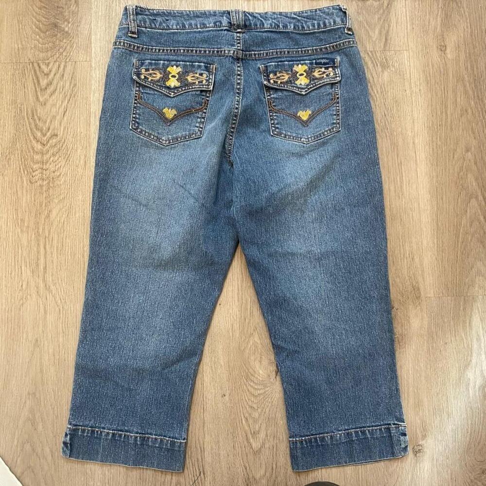Duplex embroidered capris sz 29